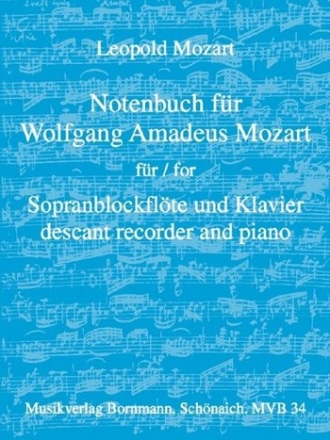 Notenbuch fr Wolfgang Amadeus Mozart fr Sopranblockflte und Klavier Partitur und Stimme