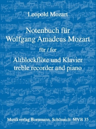 Notenbuch fr Wolfgang Amadeus Mozart fr Altblockflte und Klavier Partitur und Stimme