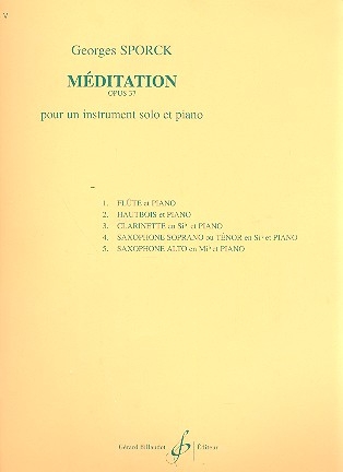 Meditation op.37 pour un instrument (fl,ob,klar,sax) et piano