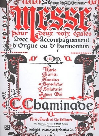 Messe op.167 pour 2 voix gales et orgue (harmonium) partition