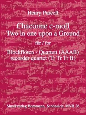 Chaconne c-Moll fr 4 Blockflten (AAAB) Partitur und Stimmen
