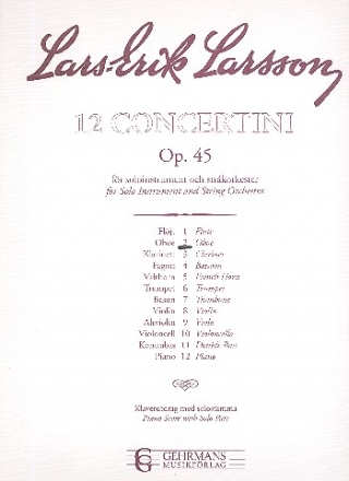 Concertino op.45,2  for oboe and string orchestra  for oboe and piano