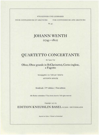 Quartetto concertante für Oboe, Klarinette, Englischhorn und Fagott Stimmen
