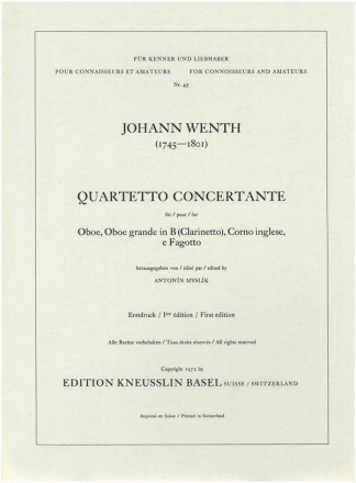 Quartetto concertante fr Oboe, Klarinette, Englischhorn und Fagott Stimmen