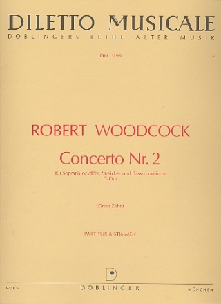 Konzert G-Dur Nr.2 fr Sopranblockflte, Streicher und Bc Partitur und Stimmen