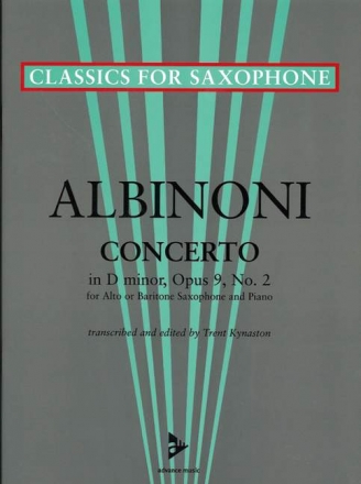 Concerto d minor op.9,2 for alto (baritone) saxophone and piano