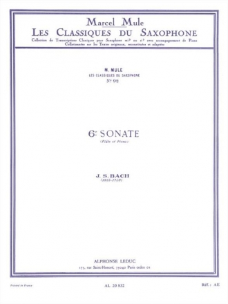 Sonate no.6 pour saxophone alto et piano