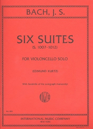 6 Suites BWV1007-1012 for violoncello solo (with facsimile)