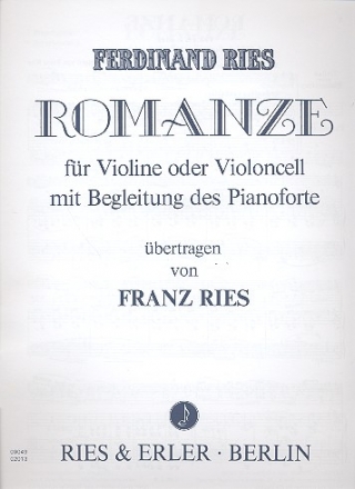 Romanze für Violine (Violoncello) und Klavier