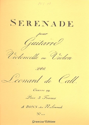 Serenade op.99 for cello (violin) and guitar faksimile