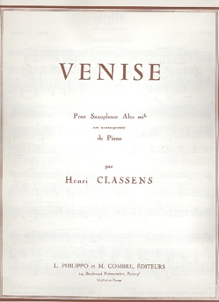 Venise pour saxophone alto mi b avec accompagnement de piano