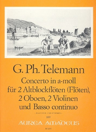 Concerto a-Moll fr 2 Altblockflten (Flten), 2 Oboen, 2 Violinen und Bc Partitur und Stimmen