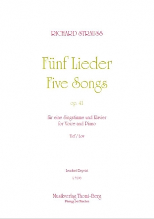 5 Lieder op.41 für Gesang (tief) und Klavier Partitur (dt/en)