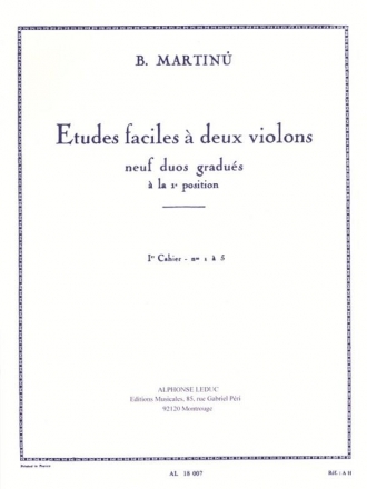 Etudes faciles  2 violons vol.1 (nos.1-5) 9 duos gradus  la premire position