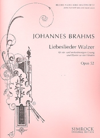 Liebeslieder-Walzer op.52 fr gem Chor und Klavier zu 4 Hnden Partitur