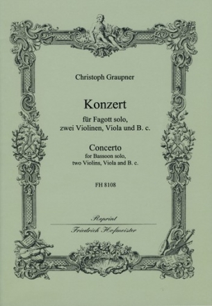 Konzert fr Fagott, 2 Violinen, Viola und Bc Partitur und 5 Stimmen