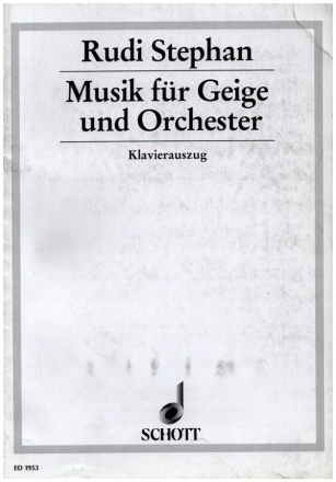 Musik fr Geige und Orchester fr Violine und Orchester Klavierauszug mit Solostimme