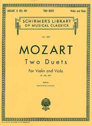 2 Duets KV423 and KV424 for violin and viola score