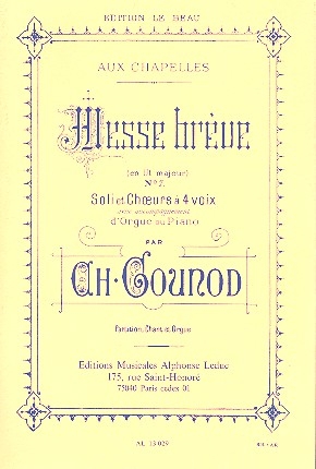Messe brve ut majeur no.7 pour soli, choeur  4 voix et orgue ou piano,  partition chant et orgue