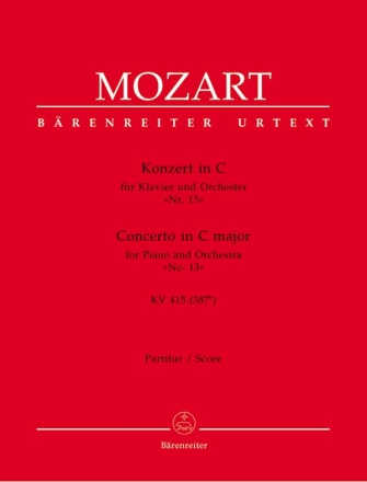 Konzert C-Dur KV415 fr Klavier und Orchester Partitur