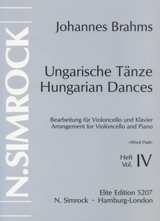 Ungarische Tnze Band 4 (Nr.17-21) fr Violoncello und Klavier