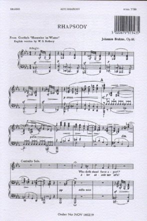 Rhapsody op.53 for alto solo, amel chorus and piano (dt/en) score