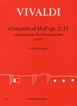 Concerto d-Moll op.3,11 fr 4 Blockflten (AATB) Partitur und Stimmen
