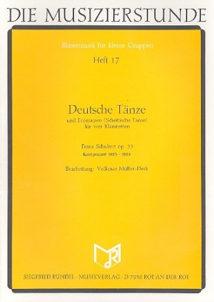 Deutsche Tnze und Ecossaisen op.33 fr 4 Klarinetten Partitur und Stimmen