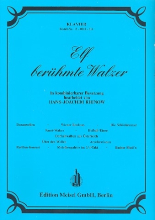 11 berhmte Walzer fr Orchester in kombinierbarer Besetzung Klavier