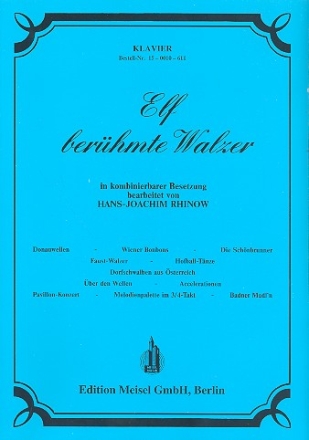 11 berhmte Walzer fr Orchester in kombinierbarer Besetzung Klavier
