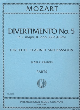 Divertimento C major no.5 KV.Anh229 for flute, clarinet and bassoon parts