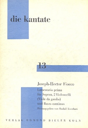 Lamentatio prima fr Sopran, 2 Violoncelli (Viole da gamba) und Bc Partitur und Stimmen