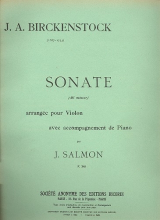 Sonate mi mineur pour violon et piano