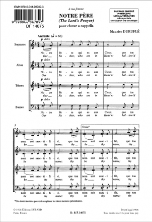 Notre pere pour mixte choeur a cappella (fr/en) partition