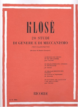 20 studi di genere e di meccanismo per clarinetto