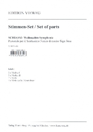 Weihnachts-Sinfonie fr Streichorchester (Orgel/Cembalo ad lib) Streicherstimmensatz (3-3-2-3)