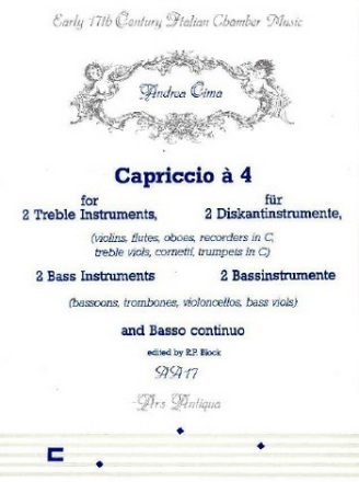 Capriccio  4 fr 2 Diskant- und 2 Bainstrumente und Bc Stimmen