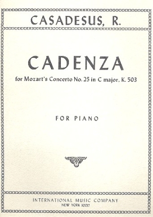 Cadenza for the Piano Concerto C major KV503 for piano Casadesus, Robert, Composer