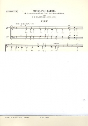 Missa pro patria fr gem Chor, Orgel und Blechblser Chorpartitur