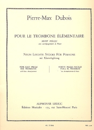 Pour le Trombone lmentaire 9 pices faciles pour trombone et piano