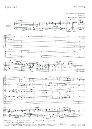 Kyrie d-Moll fr gem Chor (SSATB) und Orchester Klavierauszug (la)