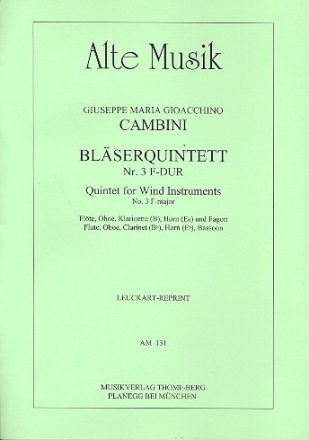 Quintett F-Dur Nr.3 fr Flte, Oboe, Klarinette, Horn in F und Fagott Stimmen
