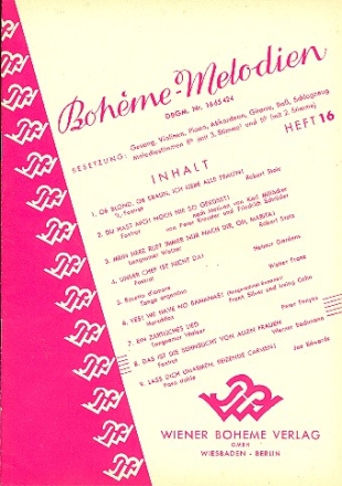 Bohme-Melodien Band 16: fr Gesang und Klavier (mit Instrumenten)