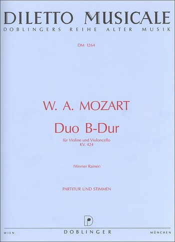 Duo B-Dur KV424 fr Violine und Violoncello Partitur und Stimmen