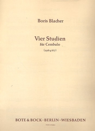 4 Studien (1964/67) fr Cembalo