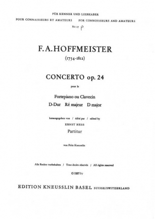 Konzert D-Dur op.24 fr Klavier und Orchester Partitur
