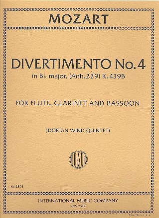 Divertimento B flat major KV439d no.4 for flute, clarinet and bassoon 3 parts