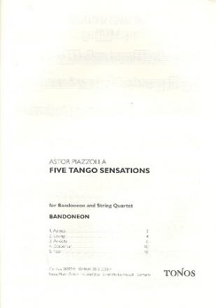 5 Tango Sensations fr Bandoneon und Streichquartett Stimmen