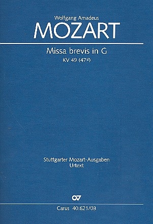 Missa brevis G-Dur KV49 fr Soli (SATB), gem Chor und Orchester Klavierauszug (la)