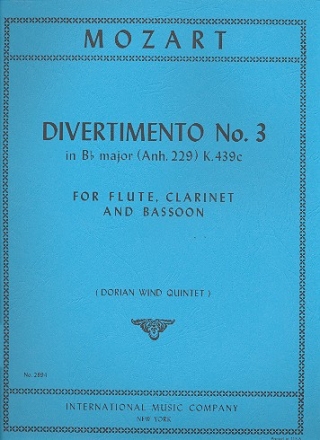 Divertimento B major KV439c no.3 for flute, clarinet and bassoon parts